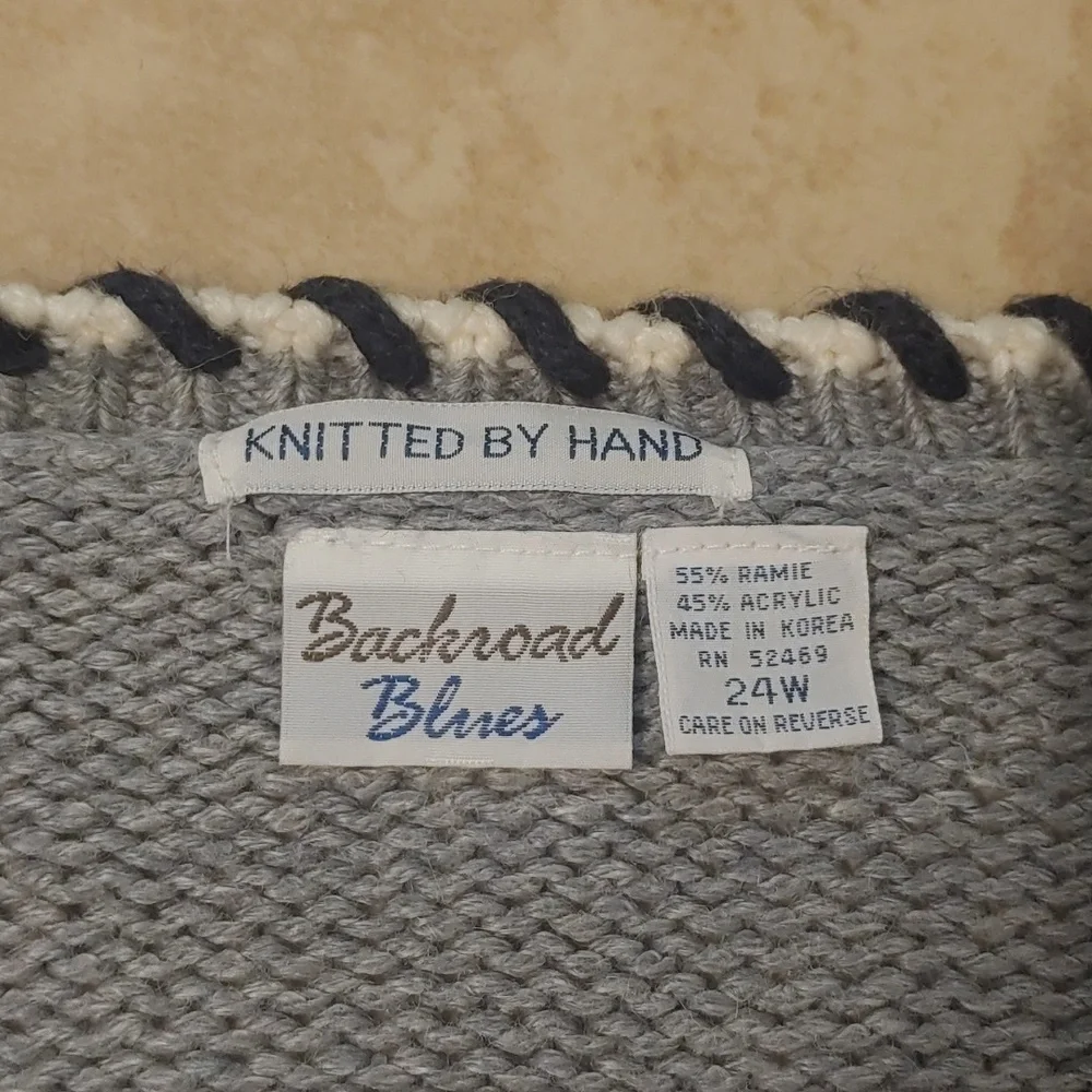 VTG Backroad Blues Hand Knit Cardigan Women's Size 24W